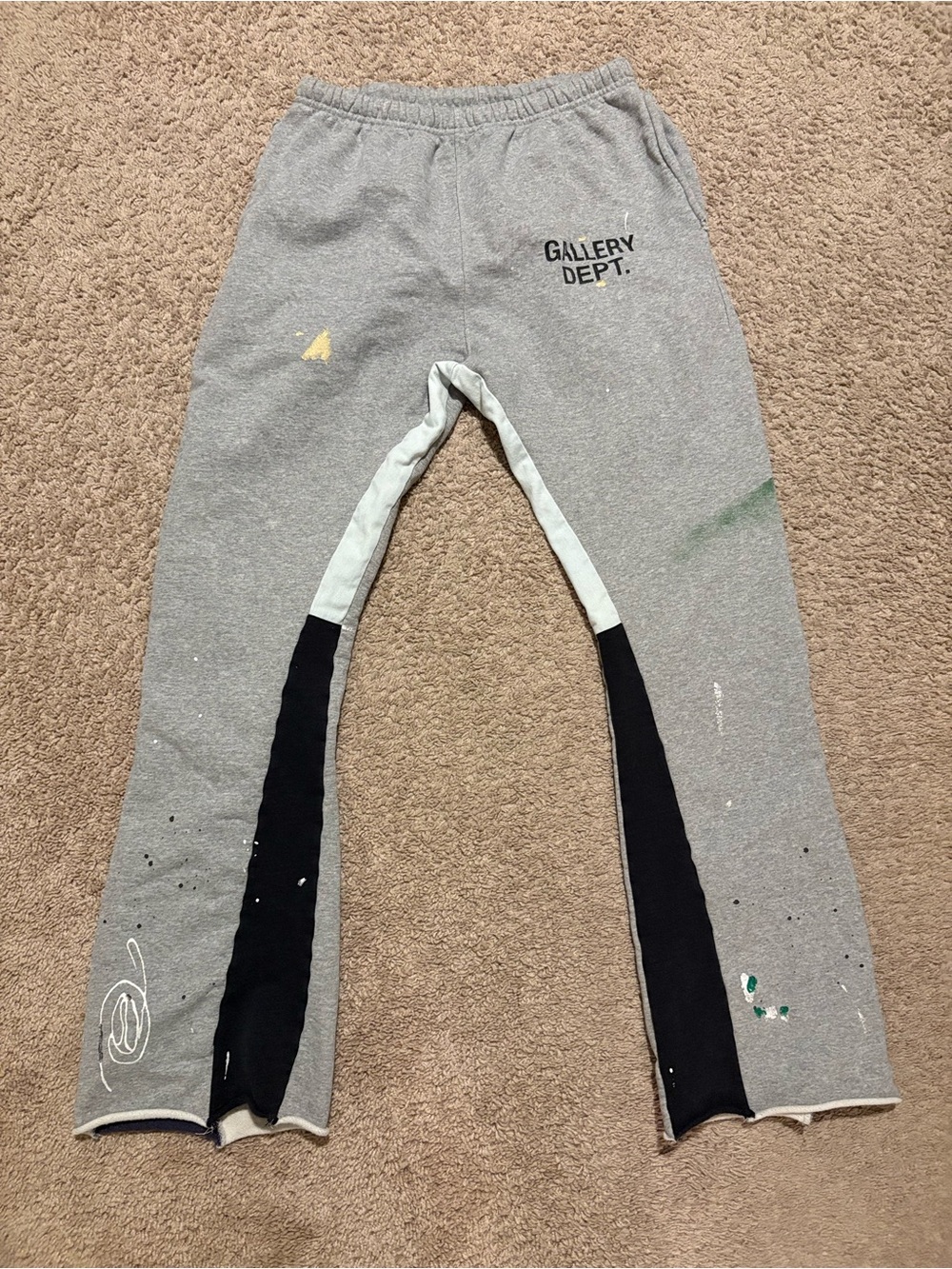 Gallery Dept Gray Sweatpants with Black Panels and Paint Accents